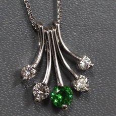 画像1: K18WG/Pt900デマントイドガーネットダイヤモンドペンダント DG0.29 D0.32 4.7g AJ付45cm (1)