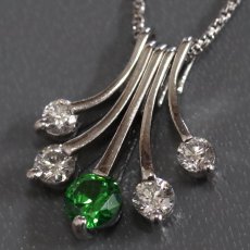 画像3: K18WG/Pt900デマントイドガーネットダイヤモンドペンダント DG0.29 D0.32 4.7g AJ付45cm (3)