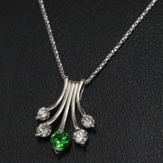 画像6: K18WG/Pt900デマントイドガーネットダイヤモンドペンダント DG0.29 D0.32 4.7g AJ付45cm (6)