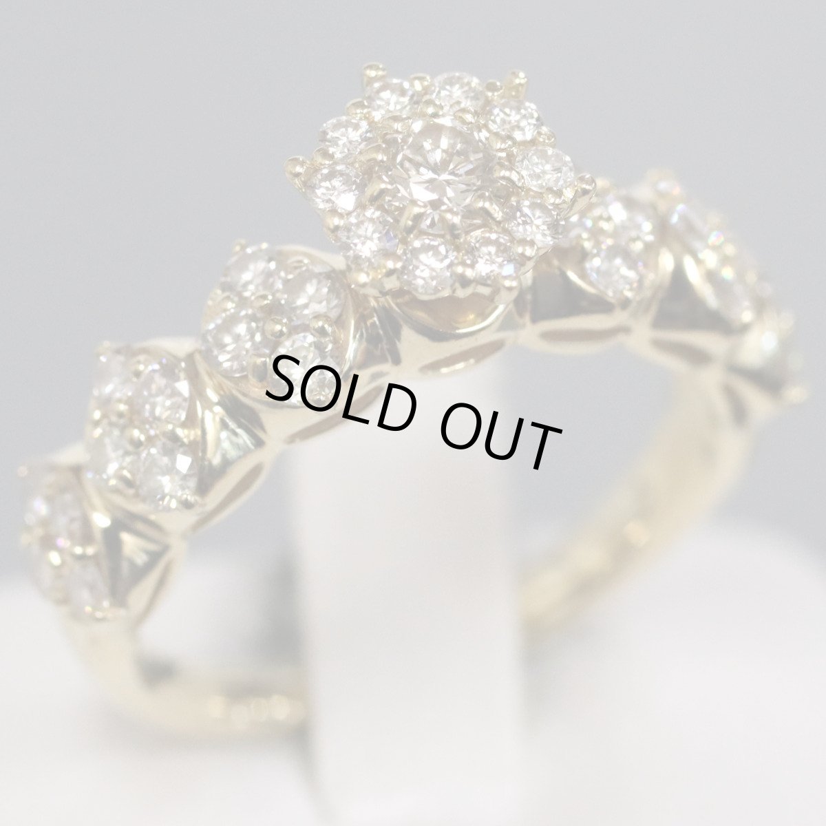 画像1: K18ダイヤモンドリング フラワーモチーフ D1.00 5.0g #12 (1)