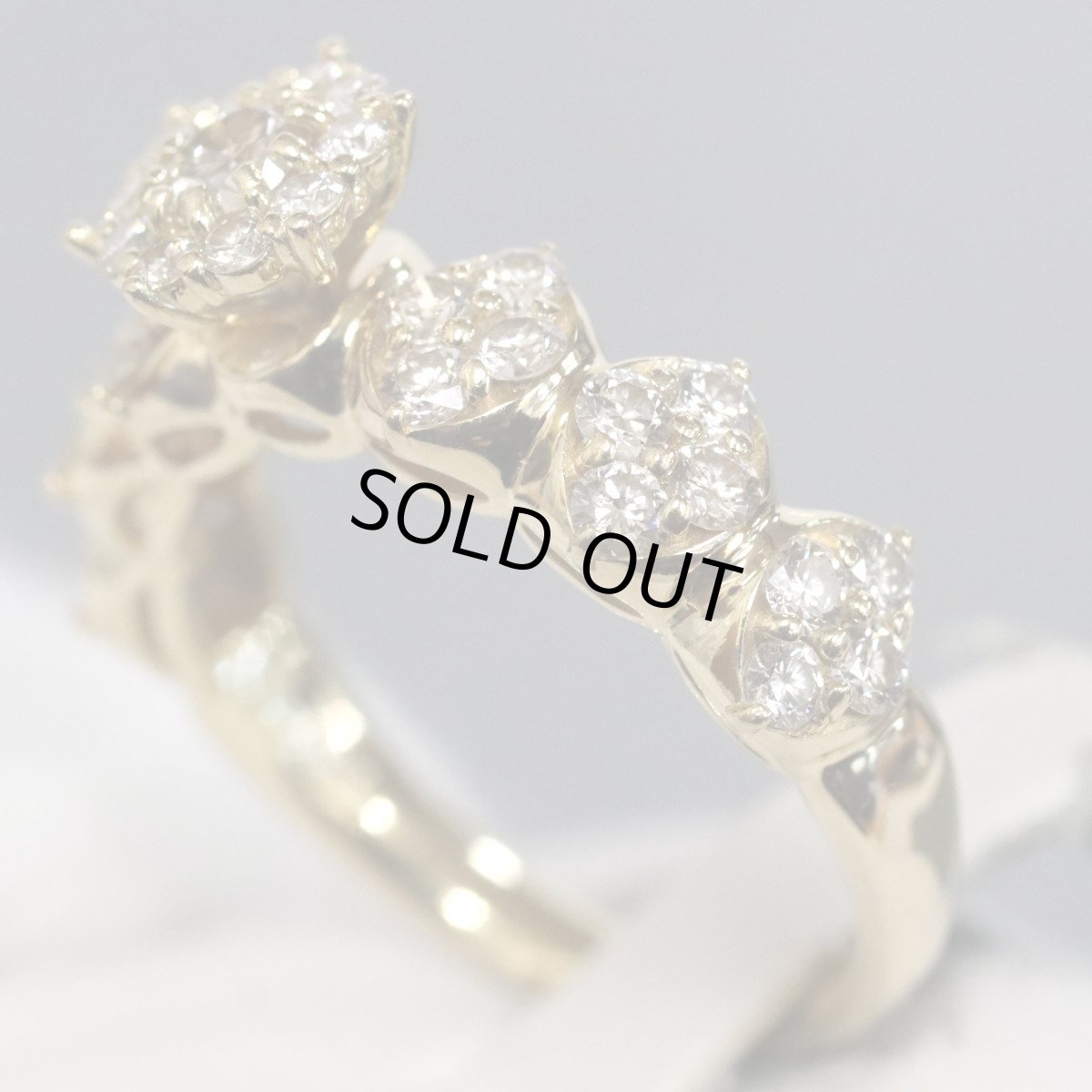 画像2: K18ダイヤモンドリング フラワーモチーフ D1.00 5.0g #12 (2)