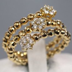 画像1: K18ダイヤモンドリング フラワーモチーフ D0.30 2.5g #10-13 可変式 (1)