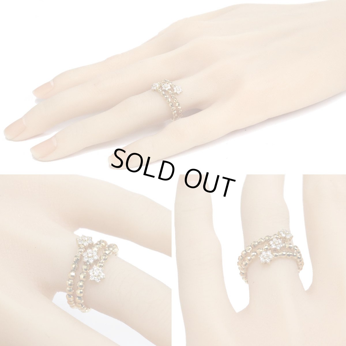 画像10: K18ダイヤモンドリング フラワーモチーフ D0.30 2.5g #10-13 可変式 (10)