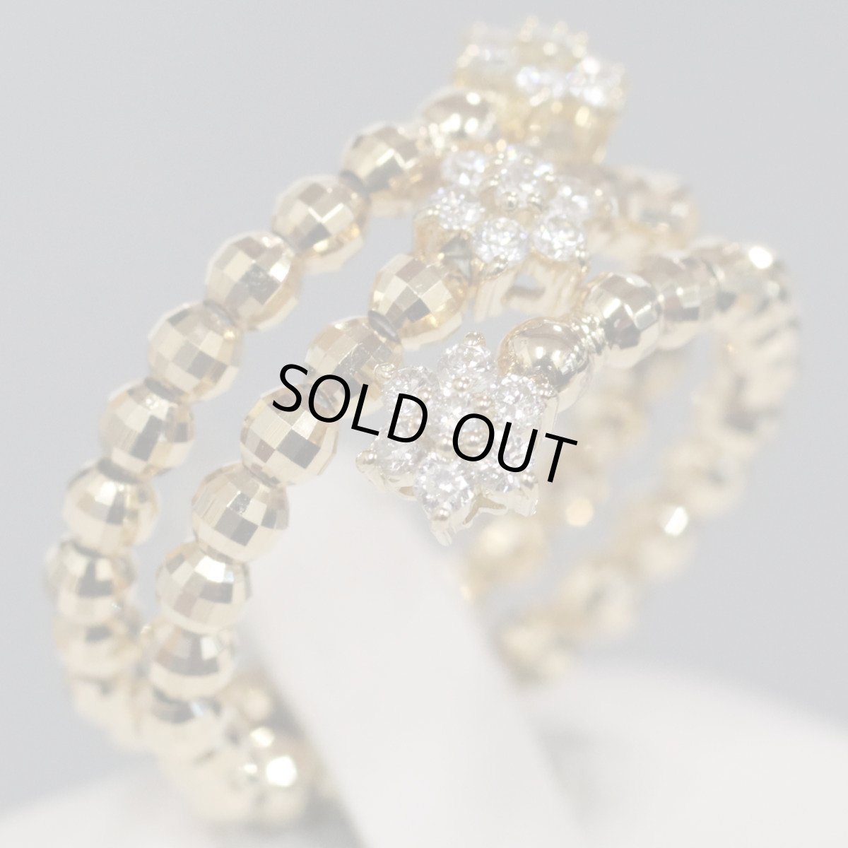 画像2: K18ダイヤモンドリング フラワーモチーフ D0.30 2.5g #10-13 可変式 (2)