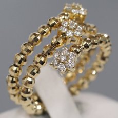 画像2: K18ダイヤモンドリング フラワーモチーフ D0.30 2.5g #10-13 可変式 (2)