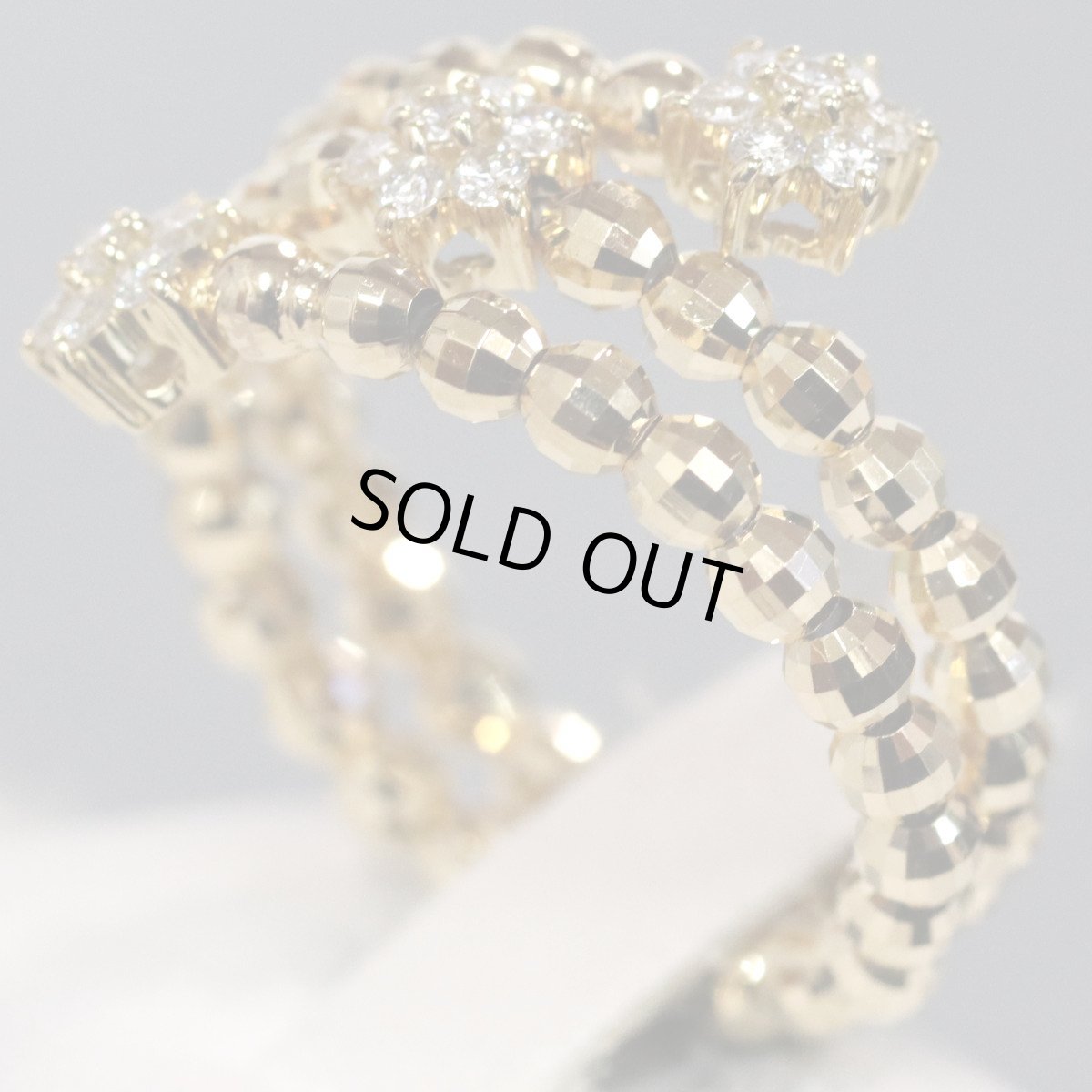 画像3: K18ダイヤモンドリング フラワーモチーフ D0.30 2.5g #10-13 可変式 (3)