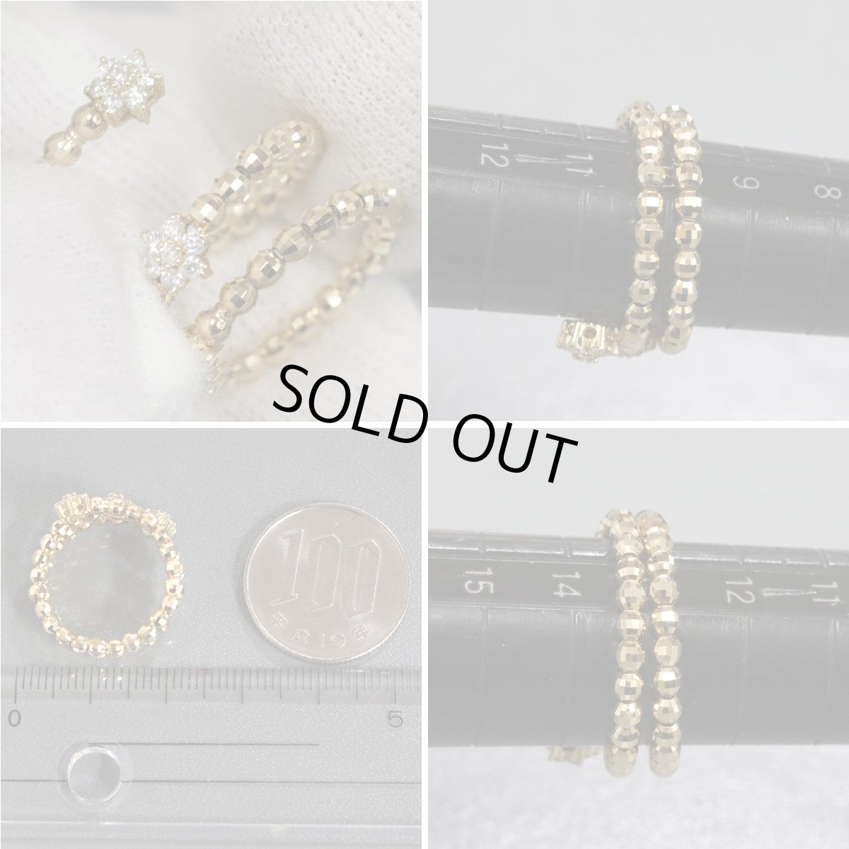 画像8: K18ダイヤモンドリング フラワーモチーフ D0.30 2.5g #10-13 可変式 (8)