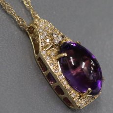 画像2: K18アメジストダイヤモンドペンダント AM6.35 D0.27 6.3g 42cm (2)