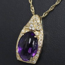 画像6: K18アメジストダイヤモンドペンダント AM6.35 D0.27 6.3g 42cm (6)