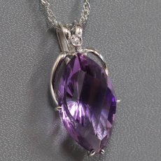 画像1: Pt850/K18WGアメジストダイヤモンドペンダント AM20.39 D0.02 12.1g 55cm (1)
