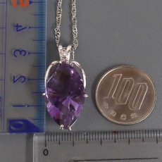 画像10: Pt850/K18WGアメジストダイヤモンドペンダント AM20.39 D0.02 12.1g 55cm (10)