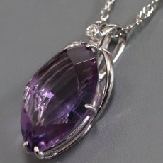 画像3: Pt850/K18WGアメジストダイヤモンドペンダント AM20.39 D0.02 12.1g 55cm (3)