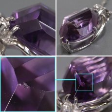 画像4: Pt850/K18WGアメジストダイヤモンドペンダント AM20.39 D0.02 12.1g 55cm (4)