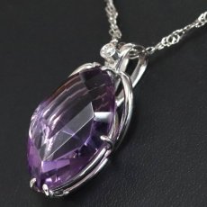 画像7: Pt850/K18WGアメジストダイヤモンドペンダント AM20.39 D0.02 12.1g 55cm (7)