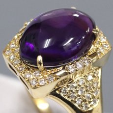 画像2: K18アメジストダイヤモンドリング AM6.60 D0.32 8.6g #17 (2)