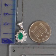 画像10: Pt900/850エメラルドダイヤモンドペンダント E0.59 D0.68 5.1g 45cm (10)