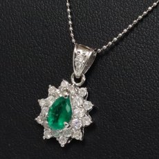 画像7: Pt900/850エメラルドダイヤモンドペンダント E0.59 D0.68 5.1g 45cm (7)