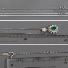 画像9: Pt900/850エメラルドダイヤモンドペンダント E0.59 D0.68 5.1g 45cm (9)