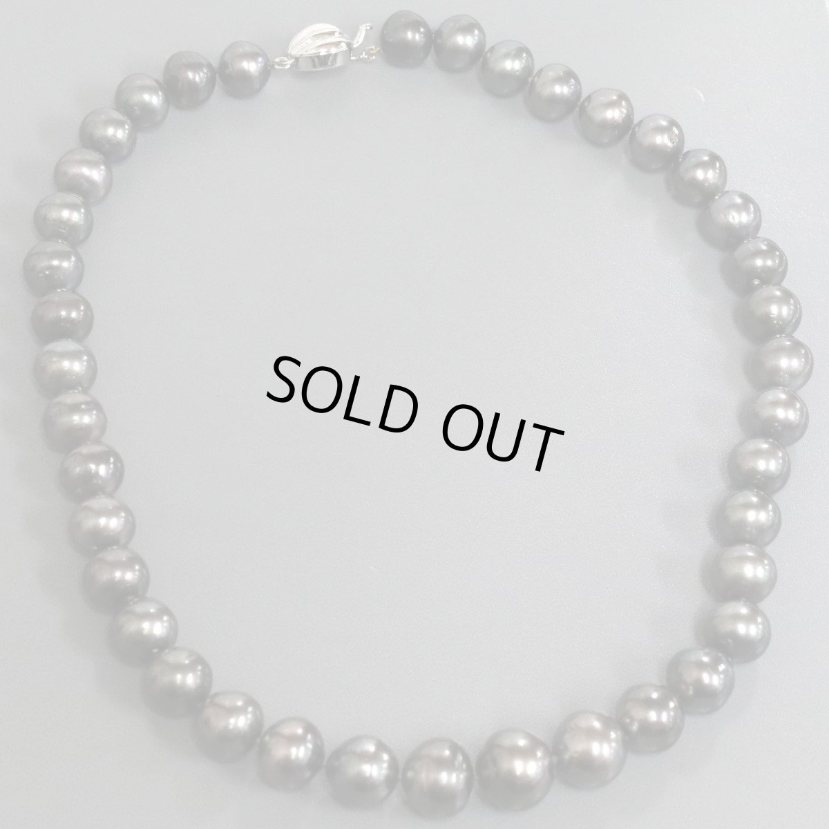 画像2: ブラックパールネックレス シルバー金具 11-14mm 44cm (2)