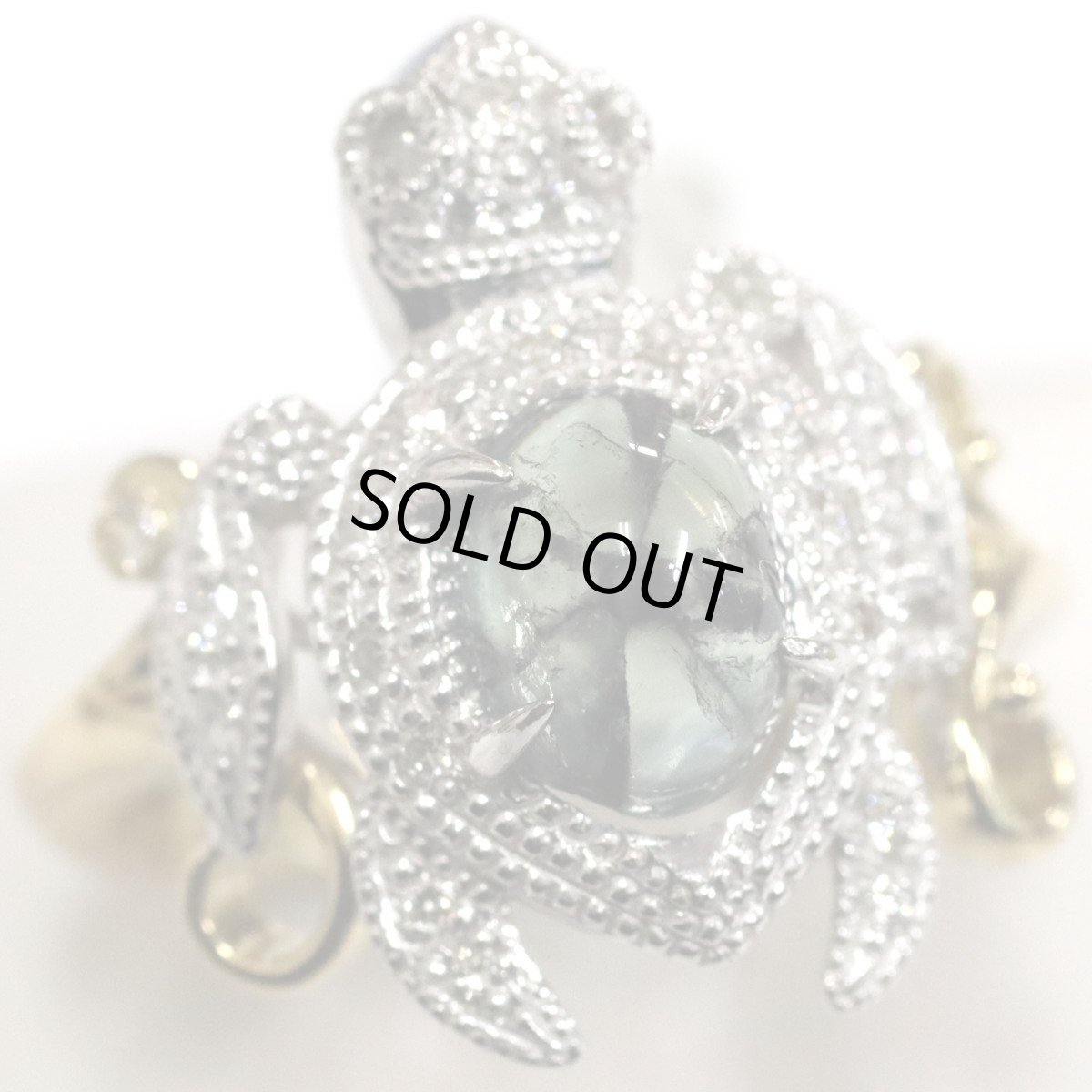 画像2: K18YG/WGトラピッチェエメラルドダイヤモンドリング 亀モチーフ E1.29 D0.24 6.5g #11.5 保証書 (2)