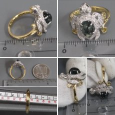画像8: K18YG/WGトラピッチェエメラルドダイヤモンドリング 亀モチーフ E1.29 D0.24 6.5g #11.5 保証書 (8)