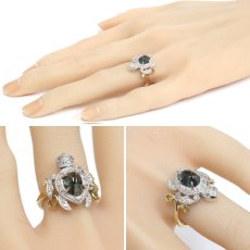 画像9: K18YG/WGトラピッチェエメラルドダイヤモンドリング 亀モチーフ E1.29 D0.24 6.5g #11.5 保証書 (9)