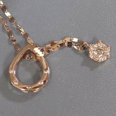 画像4: K18PGダイヤモンドペンダント 雫モチーフ D0.31 5.3g AJ付70cm (4)