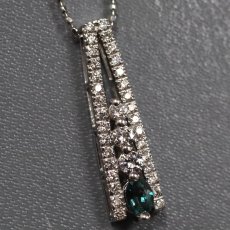 画像1: Pt850/Pt900アレキサンドライトダイヤモンドペンダント A0.19 D0.36 4.4g AJ付44cm (1)