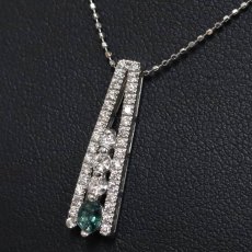 画像8: Pt850/Pt900アレキサンドライトダイヤモンドペンダント A0.19 D0.36 4.4g AJ付44cm (8)