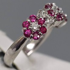 画像3: Pt900ルビーダイヤモンドリング フラワーモチーフ R0.83 D0.31 6.9g #12 (3)