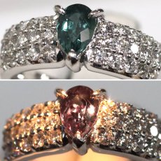 画像5: K18WGアレキサンドライトダイヤモンドリング A0.594 D0.55 5.4g #11 ソーティング (5)