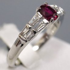 画像3: Pt900ダイヤモンド非加熱ピジョンブラッドルビーリング R0.62 D0.30 5.4g #13 AIGS鑑別書 (3)