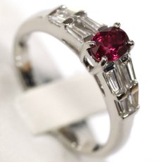 画像4: Pt900ダイヤモンド非加熱ピジョンブラッドルビーリング R0.62 D0.30 5.4g #13 AIGS鑑別書 (4)