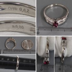 画像8: Pt900ダイヤモンド非加熱ピジョンブラッドルビーリング R0.62 D0.30 5.4g #13 AIGS鑑別書 (8)