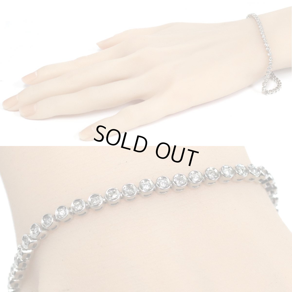 画像9: Pt850ダイヤモンドテニスブレスレット D1.00 13.7g 19cm (9)