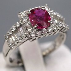 画像1: Pt900ダイヤモンド非加熱ルビーリング R1.072 D0.74 5.6g #12.5 鑑別書 (1)