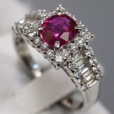 画像2: Pt900ダイヤモンド非加熱ルビーリング R1.072 D0.74 5.6g #12.5 鑑別書 (2)