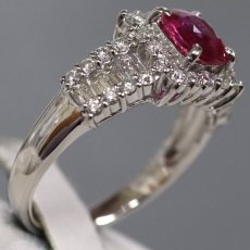 画像3: Pt900ダイヤモンド非加熱ルビーリング R1.072 D0.74 5.6g #12.5 鑑別書 (3)