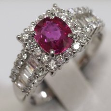 画像4: Pt900ダイヤモンド非加熱ルビーリング R1.072 D0.74 5.6g #12.5 鑑別書 (4)