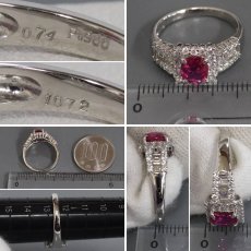 画像8: Pt900ダイヤモンド非加熱ルビーリング R1.072 D0.74 5.6g #12.5 鑑別書 (8)