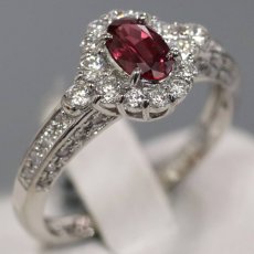 画像1: Pt900ダイヤモンド非加熱ピジョンブラッドルビーリング R0.48 D0.54 4.6g #12 AIGS鑑別書 (1)