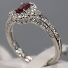 画像2: Pt900ダイヤモンド非加熱ピジョンブラッドルビーリング R0.48 D0.54 4.6g #12 AIGS鑑別書 (2)