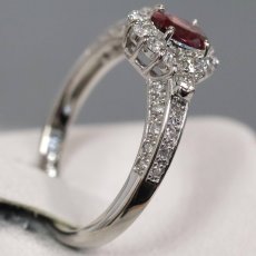 画像3: Pt900ダイヤモンド非加熱ピジョンブラッドルビーリング R0.48 D0.54 4.6g #12 AIGS鑑別書 (3)