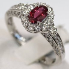 画像4: Pt900ダイヤモンド非加熱ピジョンブラッドルビーリング R0.48 D0.54 4.6g #12 AIGS鑑別書 (4)