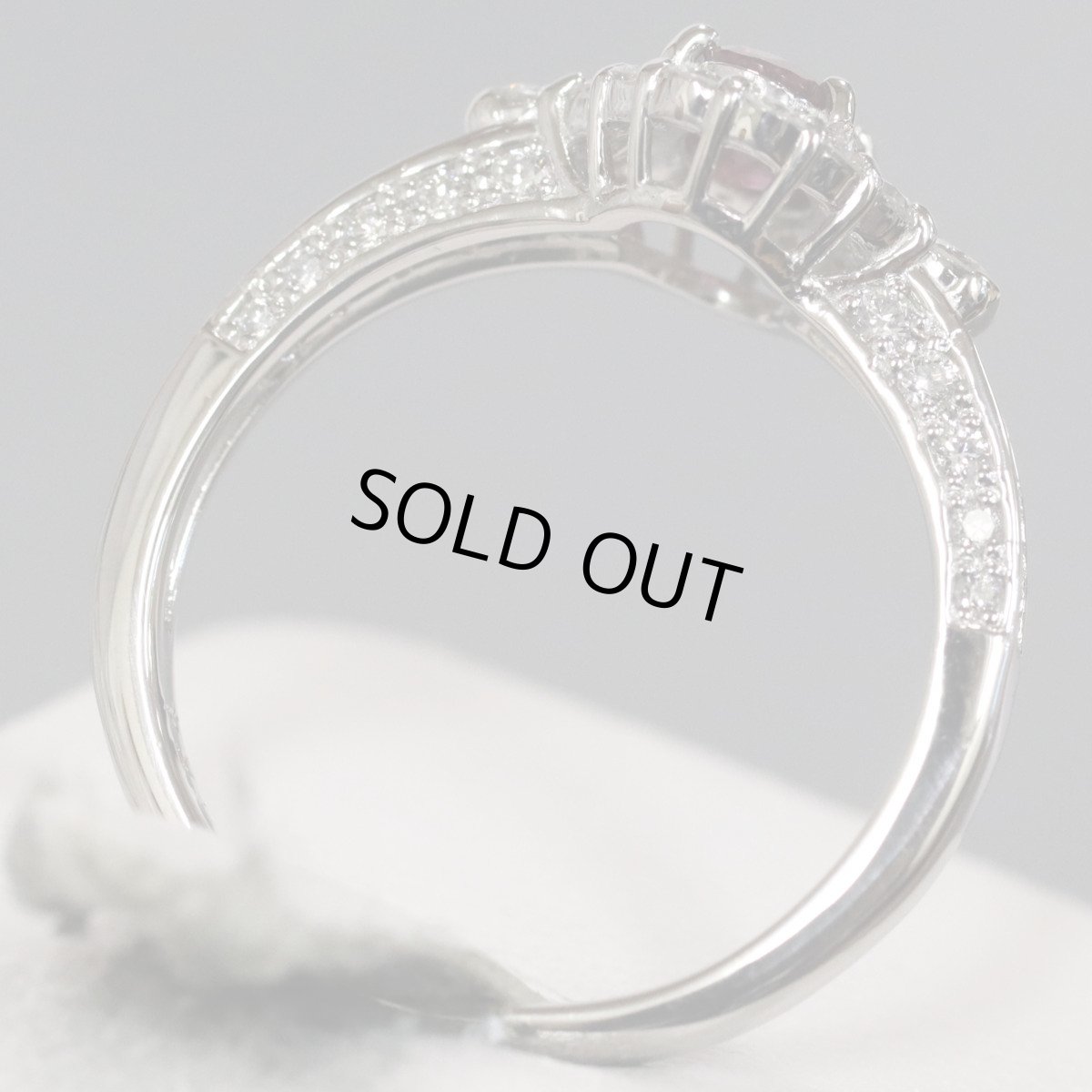 画像5: Pt900ダイヤモンド非加熱ピジョンブラッドルビーリング R0.48 D0.54 4.6g #12 AIGS鑑別書 (5)