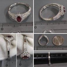 画像8: Pt900ダイヤモンド非加熱ピジョンブラッドルビーリング R0.48 D0.54 4.6g #12 AIGS鑑別書 (8)