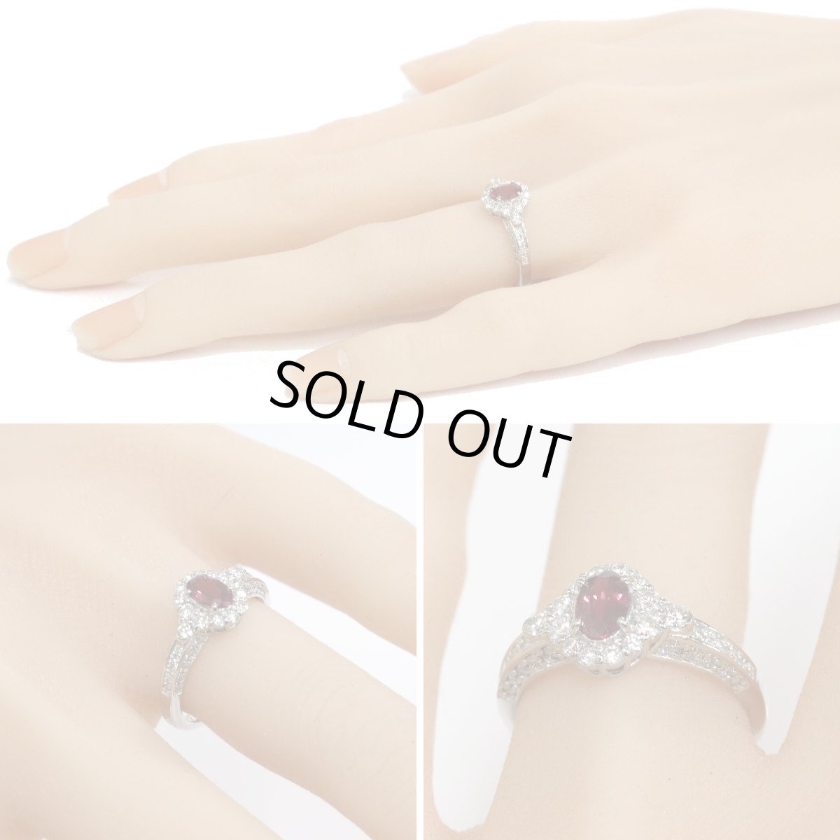 画像9: Pt900ダイヤモンド非加熱ピジョンブラッドルビーリング R0.48 D0.54 4.6g #12 AIGS鑑別書 (9)