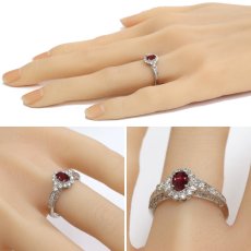 画像9: Pt900ダイヤモンド非加熱ピジョンブラッドルビーリング R0.48 D0.54 4.6g #12 AIGS鑑別書 (9)