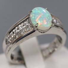 画像1: Pt900オパールダイヤモンドリング O0.86 D0.20 9.2g #10 (1)