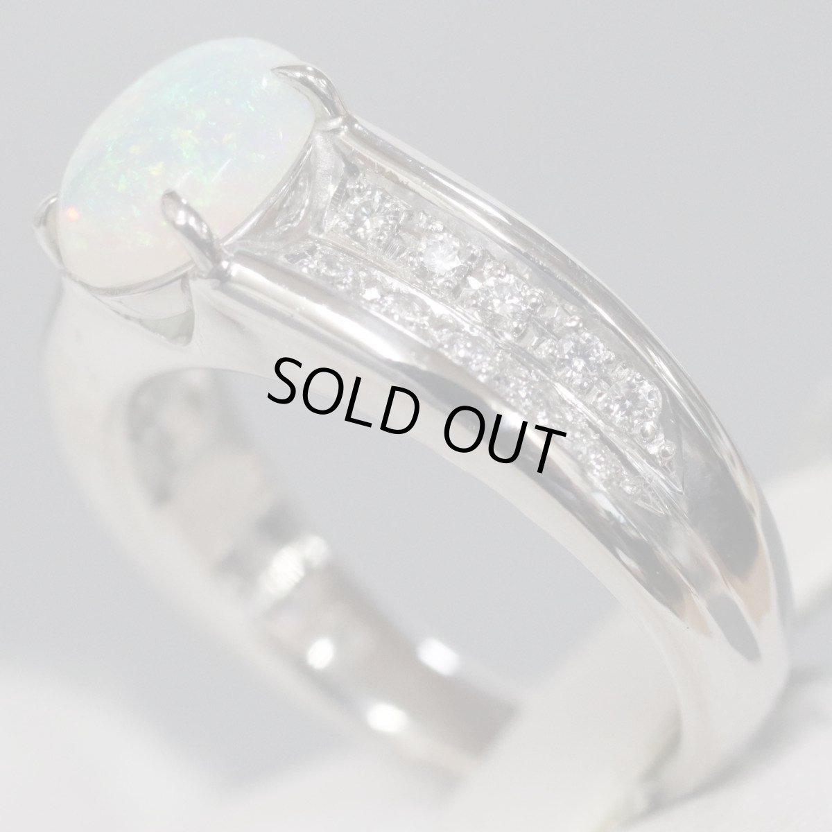 画像2: Pt900オパールダイヤモンドリング O0.86 D0.20 9.2g #10 (2)